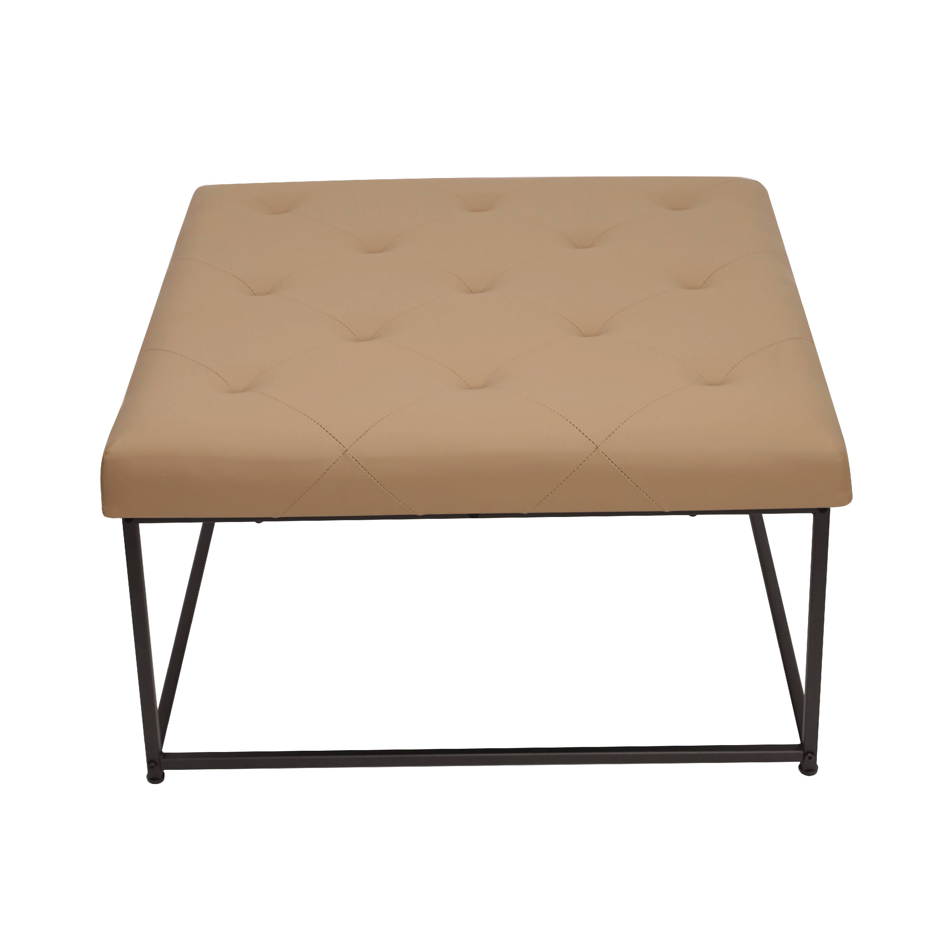 Alt View 5. Emma + Oliver - Aranda 30 in. Faux Leather Square Ottoman with Tufted Design and Sturdy Iron Frame - Light Brown.