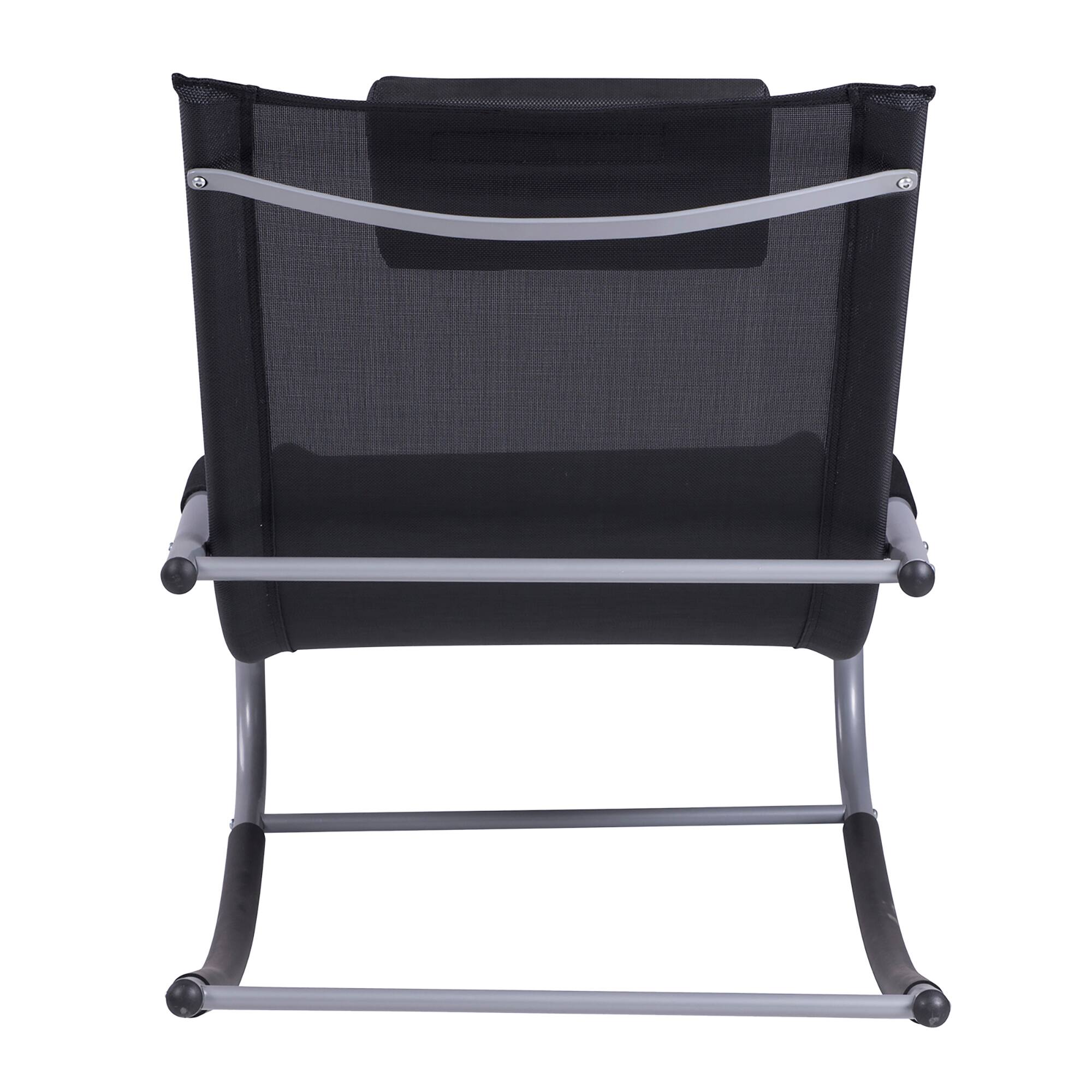 Alt View 4. Outsunny - Zero Gravity Rocking Chair Outdoor Chaise Lounge Chair Recliner Rocker with Detachable Pillow - Black.