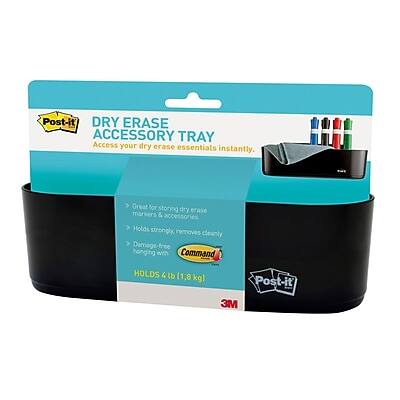 Post-it DRY ERASE ACCESSORY TRAY  
Access your dry erase essentials instantly.  

- Great for storing dry erase markers & accessories  
- Holds strongly, removes cleanly  
- Damage-free hanging with Command  

HOLDS 4 lb (1.8 kg)  

Post-it 3M