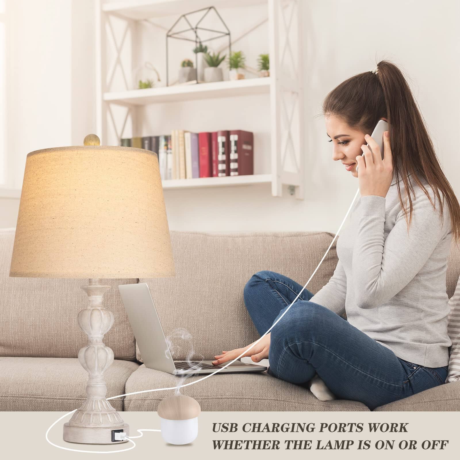 USB CHARGING PORTS WORK WHETHER THE LAMP IS ON OR OFF