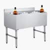 Front. VEVOR - Commercial Ice Bin, 100.7 Qt Max Capacity, 36 x 19 x 33 Inch Stainless Steel Ice Chest with Sliding Lid and Bottle - Silver.