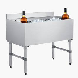VEVOR - Commercial Ice Bin, 100.7 Qt Max Capacity, 36 x 19 x 33 Inch Stainless Steel Ice Chest with Sliding Lid and Bottle - Silver