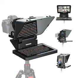 Neewer - 2-in-1 11" Teleprompter with Monitor - Screen Mirroring for Camera, Phone & Webcam Streaming - Black