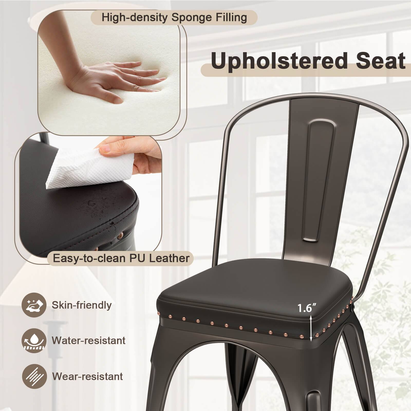 High-density Sponge Filling  
Upholstered Seat  
Easy-to-clean PU Leather  
1.6"  
Skin-friendly  
Water-resistant  
Wear-resistant