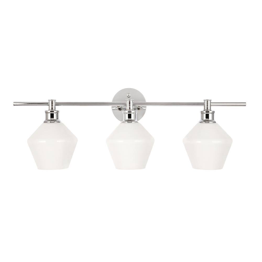 Alt View 1. Living District - Gene 3 light Chrome and Frosted white glass Wall sconce - Chrome And Frosted White Glass.