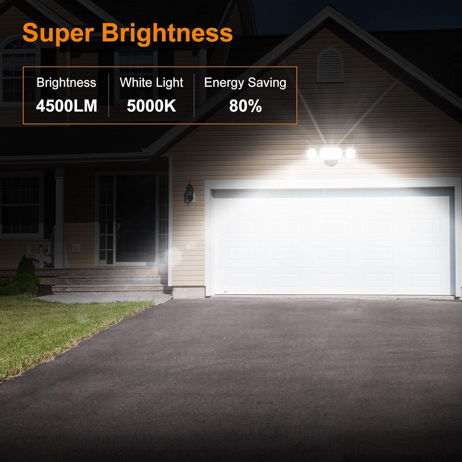 Super Brightness  
Brightness: 4500LM  
White Light: 5000K  
Energy Saving: 80%
