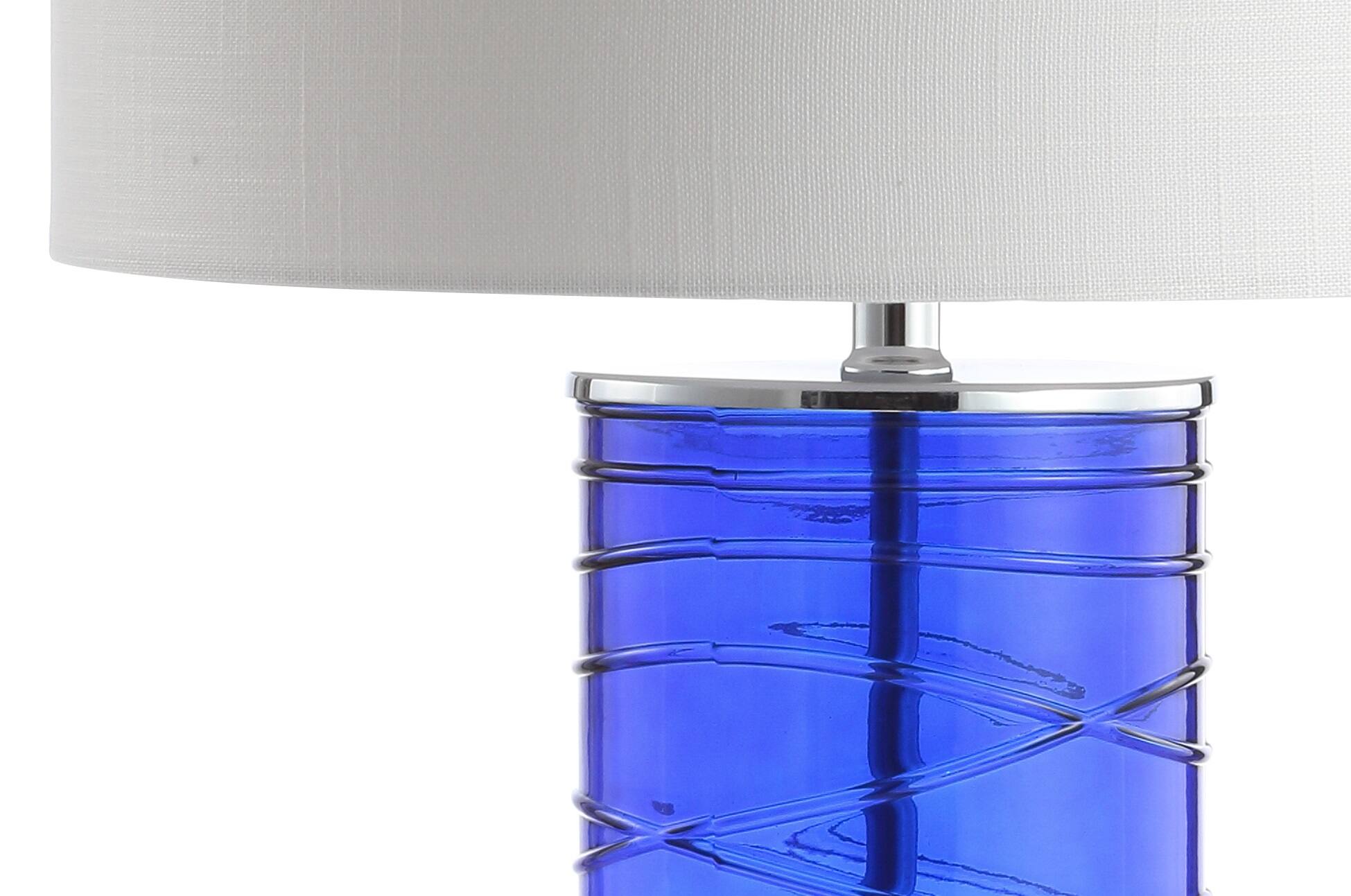 Alt View 3. Jonathan Y - Cole 27.5" Modern Fused Glass Cylinder LED Table Lamp, Cobalt (Set of 2) - Cobalt.