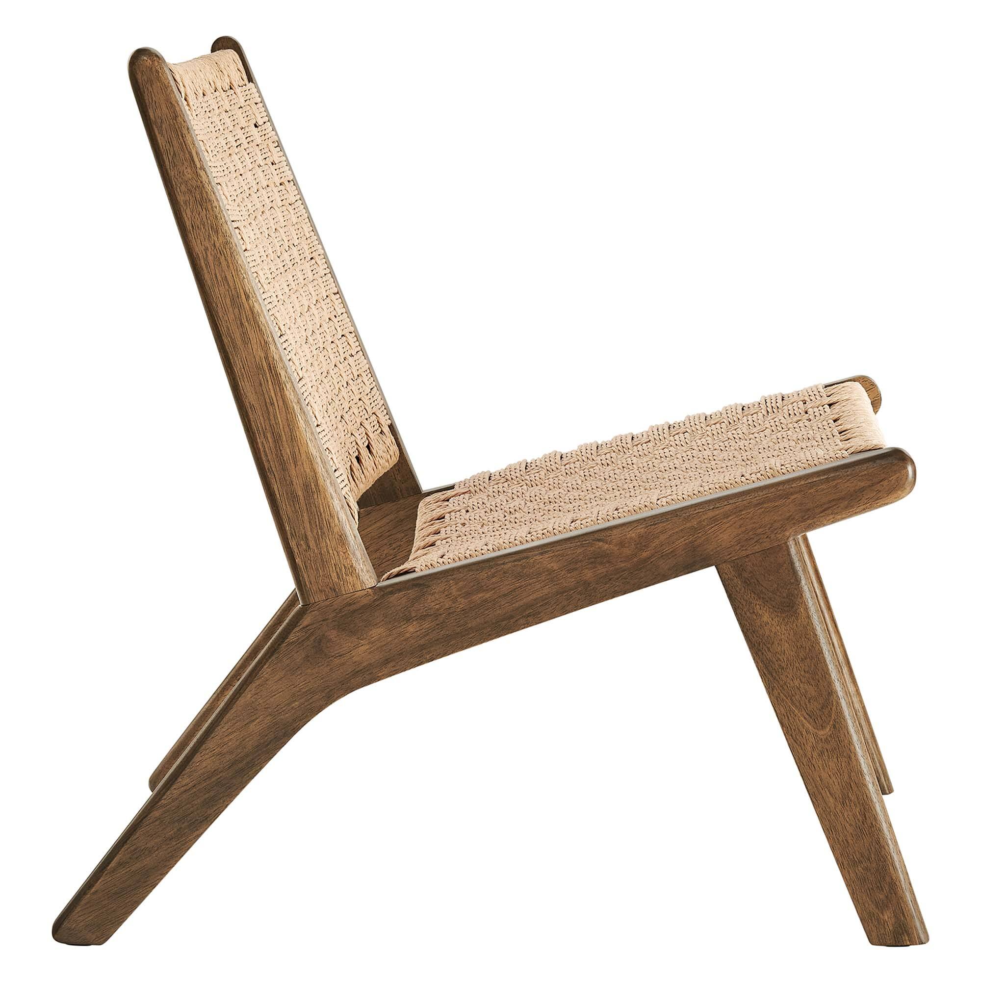 Alt View 2. Modway - Saoirse Woven Rope Wood Accent Lounge Chair by Modway - Walnut Natural.