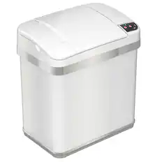 Front. iTouchless - 2.5-Gal. Sensor Trash Can - Pearl White.