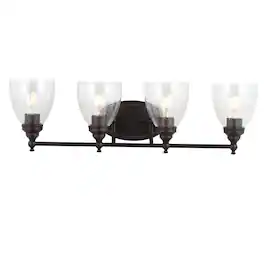 Jonathan Y - Marais 30" 4-Light Metal/Glass LED Vanity, Oil Rubbed Bronze - Oil-Rubbed Bronze