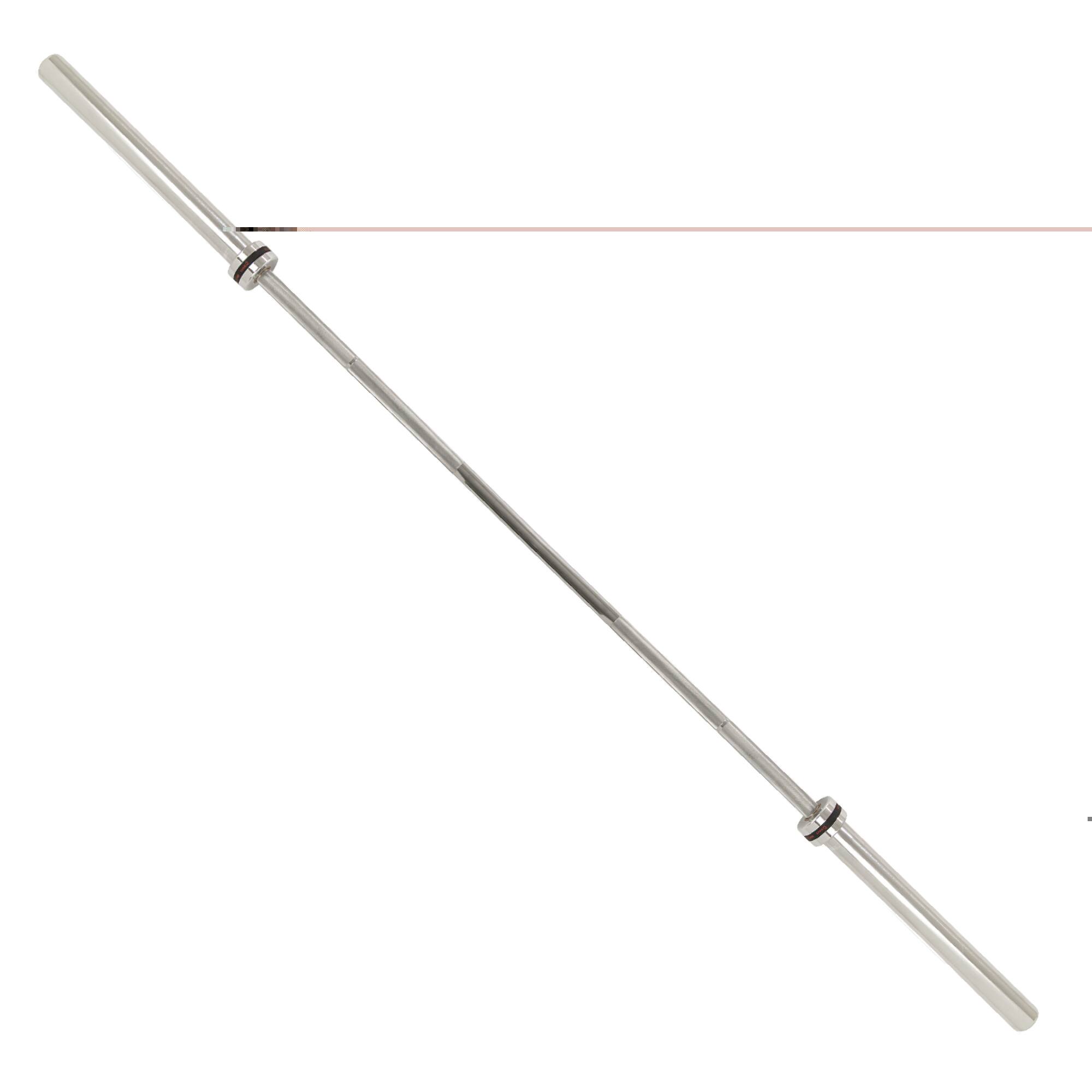 Front. Sunny Health & Fitness - 86” (7 ft) Olympic Barbell Bar with 30mm shaft diameter - Silver.
