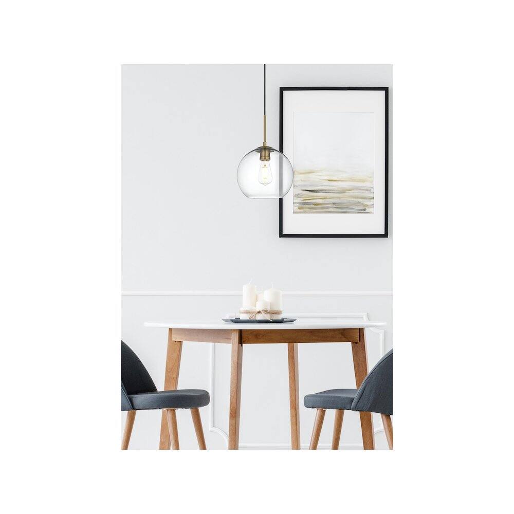 Alt View 2. Living District - Baxter 10 Inch Pendant Clear Shade in Satin Gold - Satin Gold And Clear.