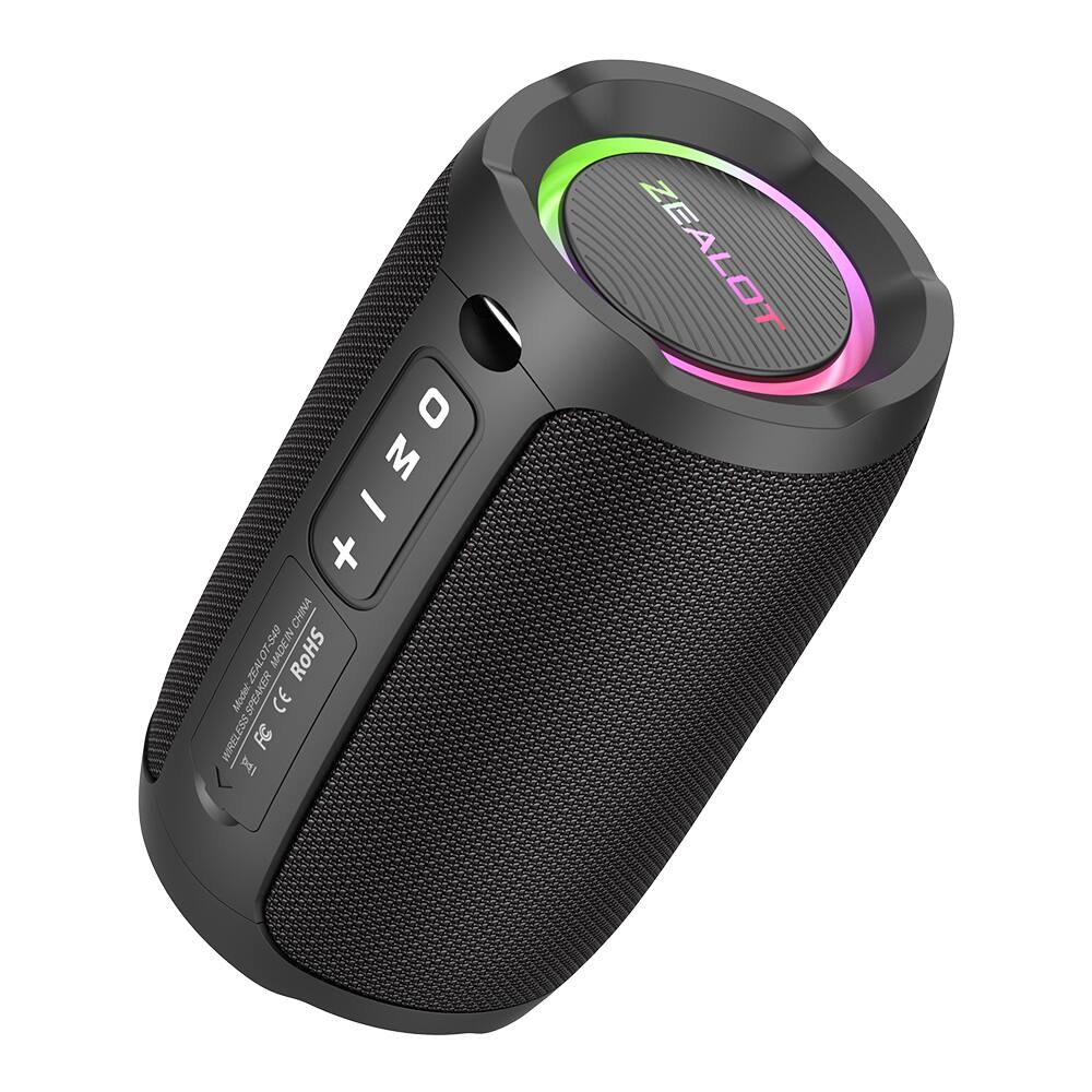 Phivve - 10W Portable Bluetooth Speaker with Stereo Sound, RGB Light, USB/TF, IPX6 Waterproof