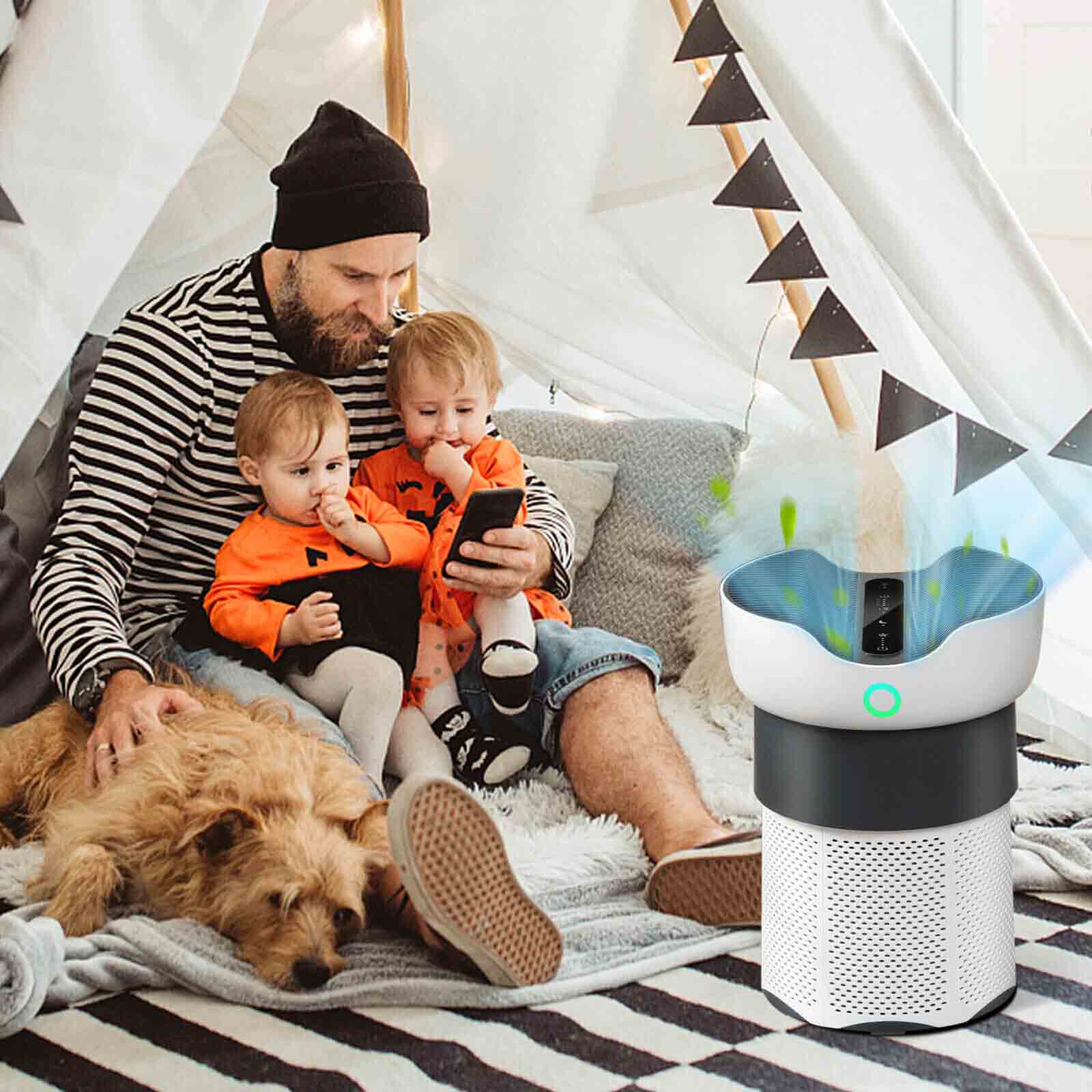 Alt View 1. Ecooso - HEPA Air Purifier with Sleep Mode, Quiet Air Cleaner for Bedroom, Nursery and Home Office - White.