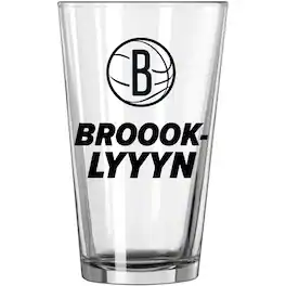 Logo Brands - Brooklyn Nets 16oz. Team Slogan Pint Glass - Multicolor