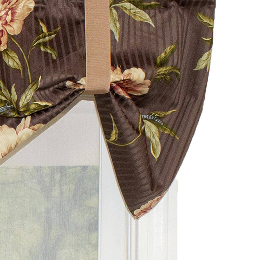 Left. RLF Home - RLF Home Blossom Style Suspender 3" Rod Pocket Valance 50" x 16" Brown - Brown.