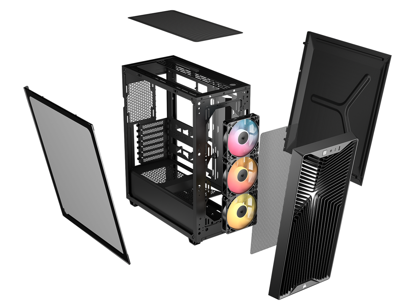 Alt View 5. CORSAIR - CORSAIR 3200D RS ARGB Mid-Tower Chassis, 3x RS120 ARGB Fans, DIY Friendly, Black - Black.