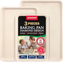 Bakken- Swiss - BAKKEN 3-Piece Cookie Sheet Set – Nonstick, Oven Safe to 450°F, PFOA/PFOS/PTFE Free, Diamond Base - White Marble
