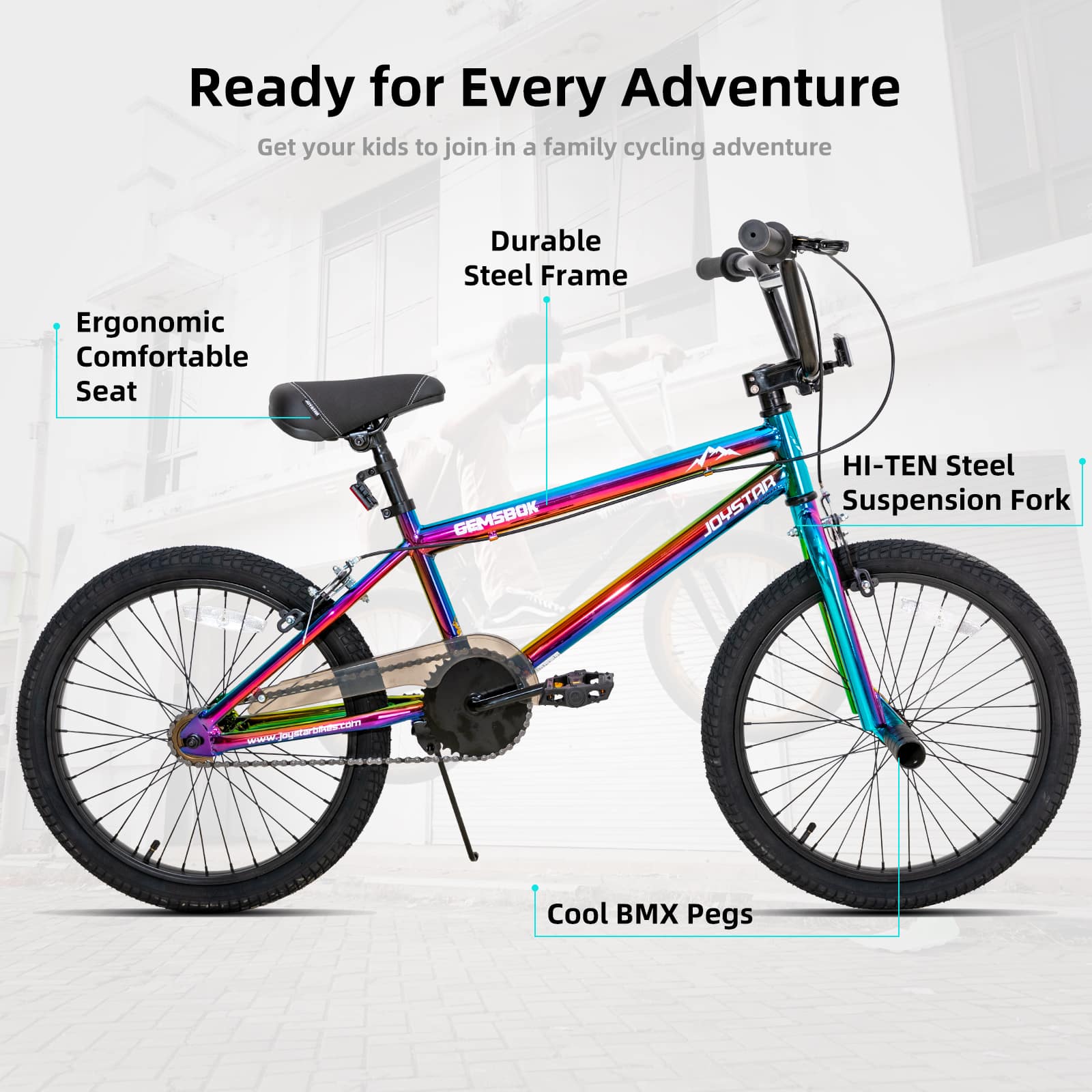 JOYSTAR 20 Inch Kids BMX Bike for Boys Girls Ages 7 12, Freestyle