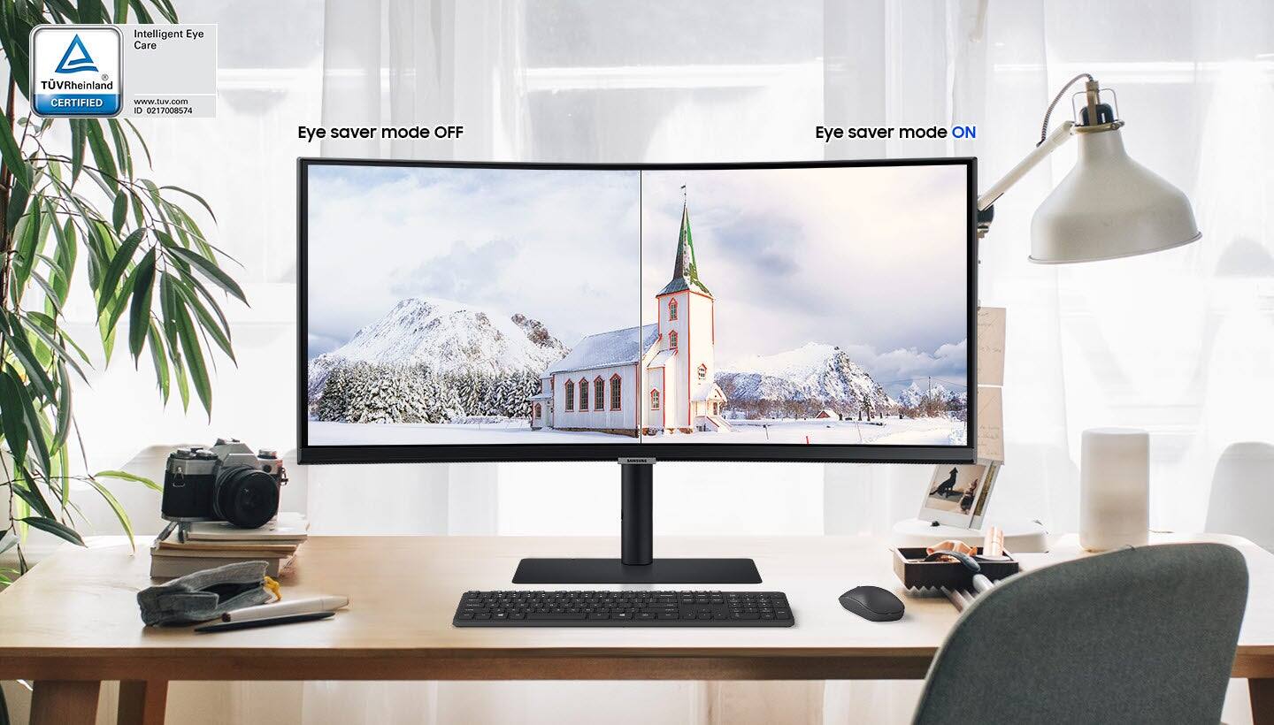 Alt View Zoom 31. Samsung - ViewFinity S6 34" Ultra Wide 1000R Curved QHD FreeSync Monitor with HDR10 (DisplayPort, HDMI, USB, USB-C) - Black.