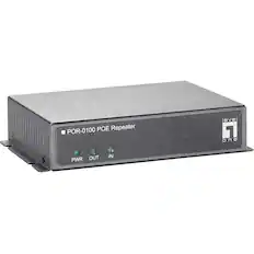 The corrected text is: POR-0100 POE Repeater, Level One, PWR OUT IN.