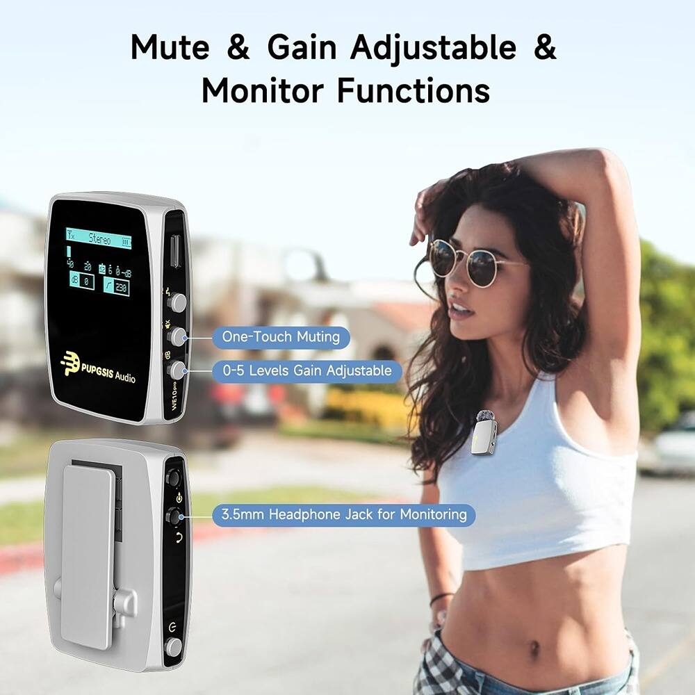Mute & Gain Adjustable & Monitor Functions

- One-Touch Muting
- 0-5 Levels Gain Adjustable
- 3.5mm Headphone Jack for Monitoring