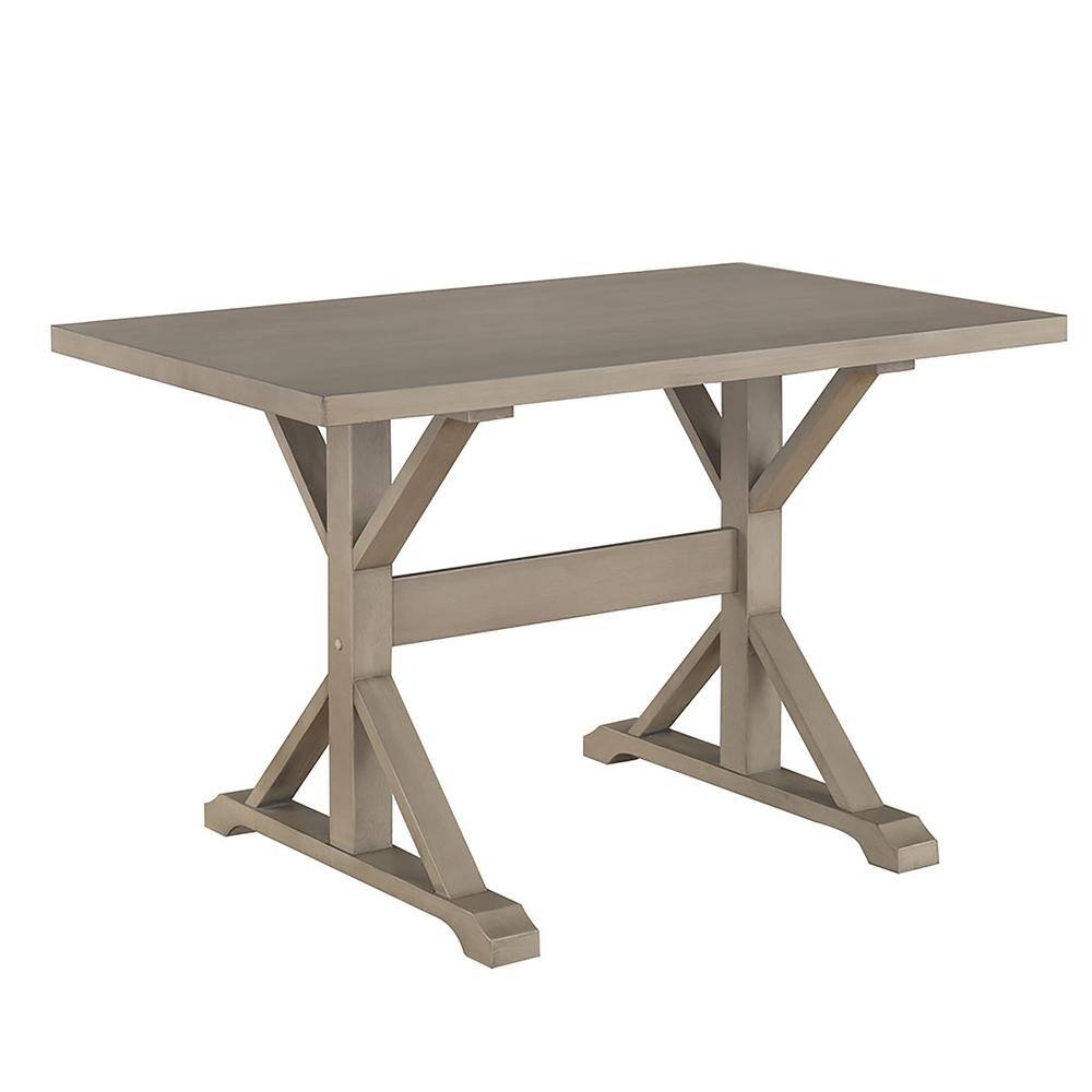 Front. Carolina Chair & Table - Florence Trestle Table - Weathered Gray - Grey.