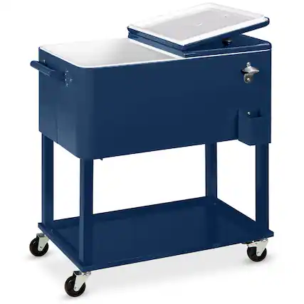 Front. Best Choice Products - Best Choice Products 80qt Steel Rolling Cooler Cart w/ Bottle Opener, Catch Tray, Drain Plug, Locking Wheels - Blue - Blue.