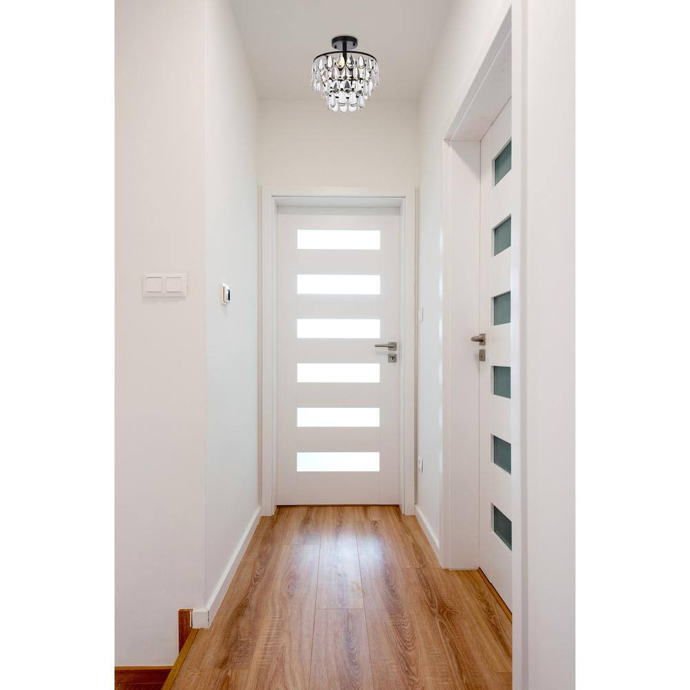 Left. Elegant Lighting - Mila 12 inch flush mount in black - Black.