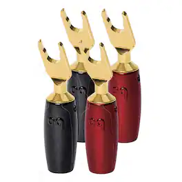 AudioQuest - 507 Series Gold Direct-Silver Spade Speaker Cable Connectors - 4 Pack - Red