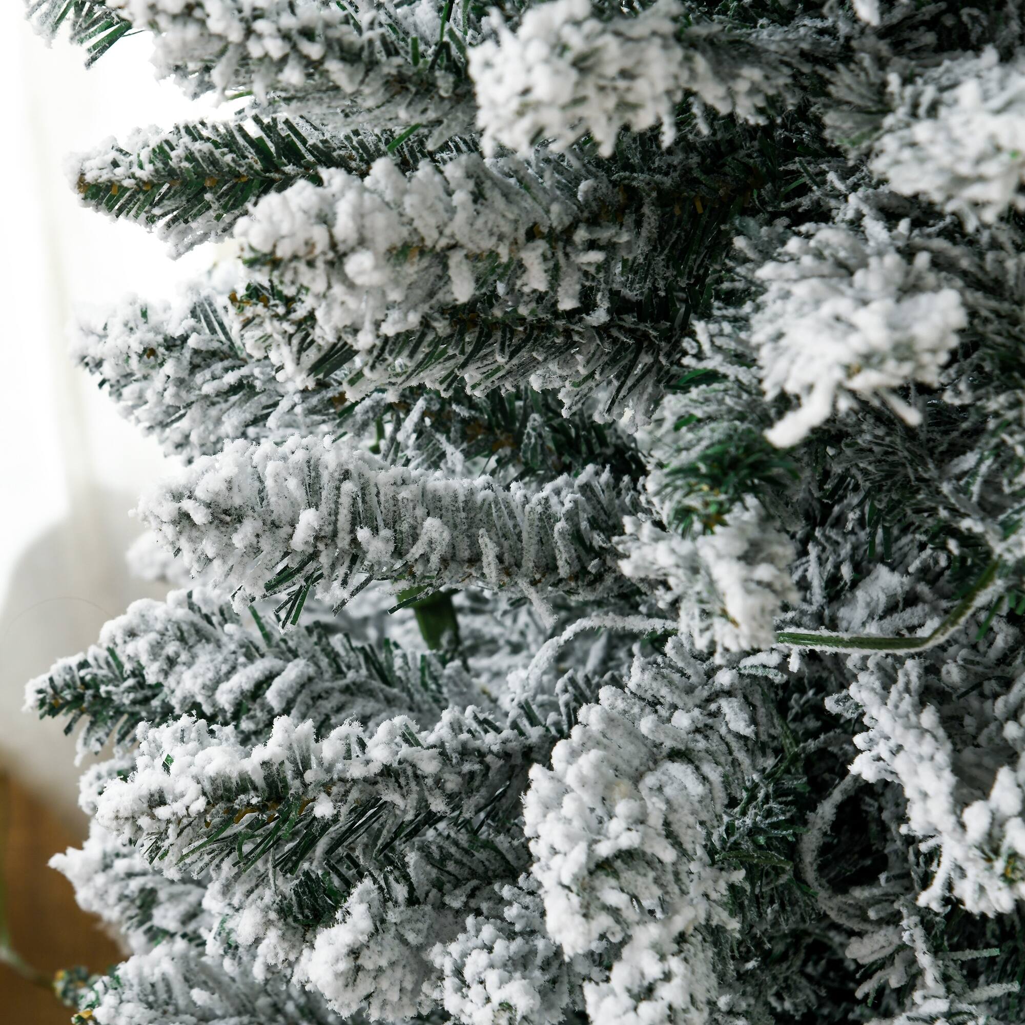 Alt View 8. Homcom - Tall Pre-Lit Slim Noble Fir Artificial Pencil Christmas Tree with 210 Warm White LED Lights and 499 Tips - Green.