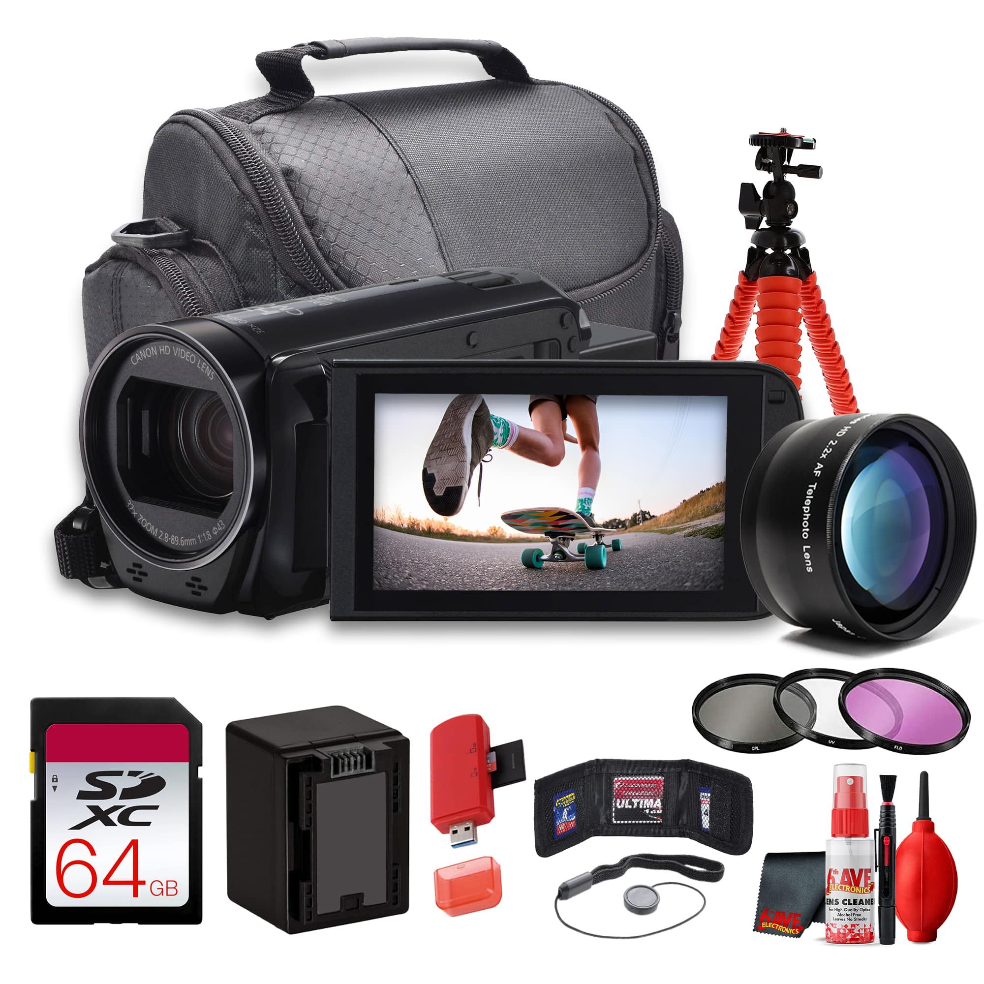 Canon - VIXIA HF R700 1080p Camcorder, 57x Zoom, Image Stabilization, Touchscreen, SD Card Video Camera for Recitals, Spor