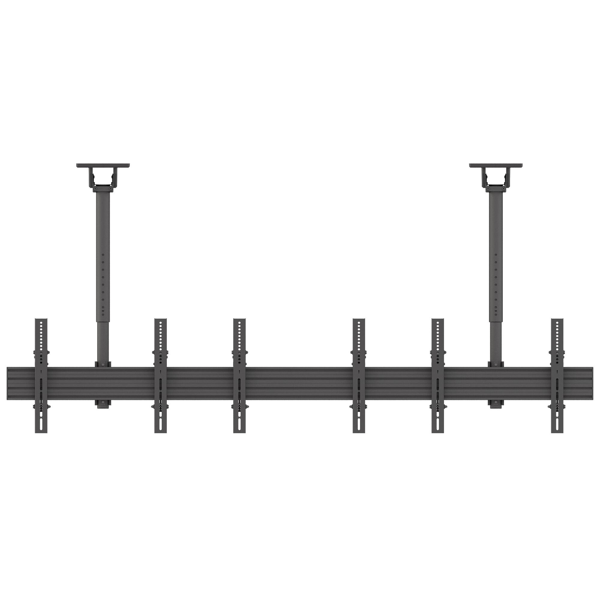 Left. Kanto - Menu Board Ceiling Mount System with Tilting Arms for 40" - 60" TVs, 3 Screens - Black.