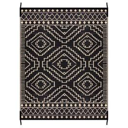 Reds Spade - Outdoor Rug Waterproof Reversible Plastic Straw For Patio Clearance Moroccan Outside Area Rv Camping Indoor - Black & Beige-3'11" x 5'11" (Rectangular)