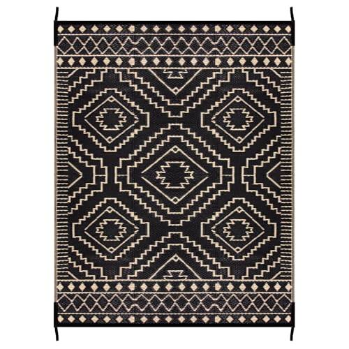 Front. Reds Spade - Outdoor Rug Waterproof Reversible Plastic Straw For Patio Clearance Moroccan Outside Area Rv Camping Indoor... - Black & Beige-3'11" x 5'11" (Rectangular).