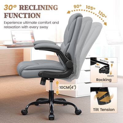 KERDOM PU Leather Ergonomic Home Desk Chair, Tilt Swivel Mid Back KERDOM PU Leather Ergonomic Home Desk Chair, Tilt Swivel Mid Back