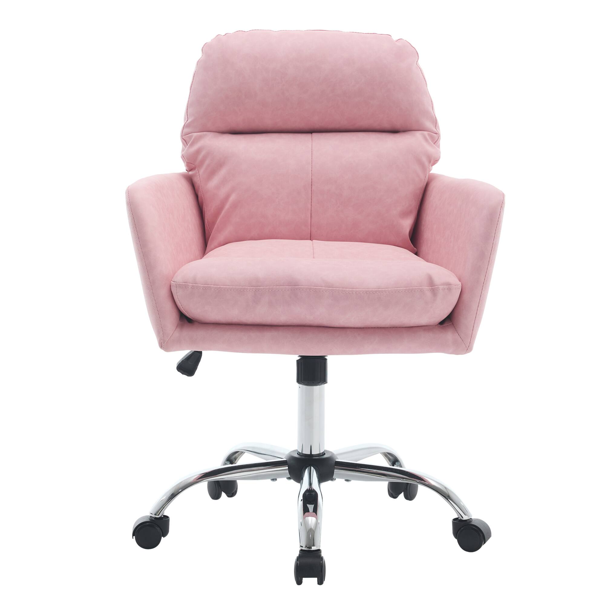 Back. GOODSILO - Ergonomic Executive Office Chair with Adjustable Height and PU Leather Upholstery - Pink.