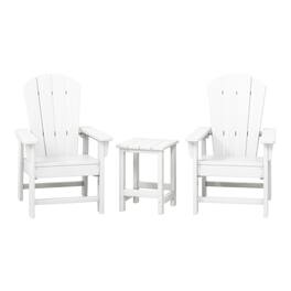 WestinTrends - Malibu Kids 3-Piece Outdoor HDPE Adirondack Chairs With Square Side Table Set - White