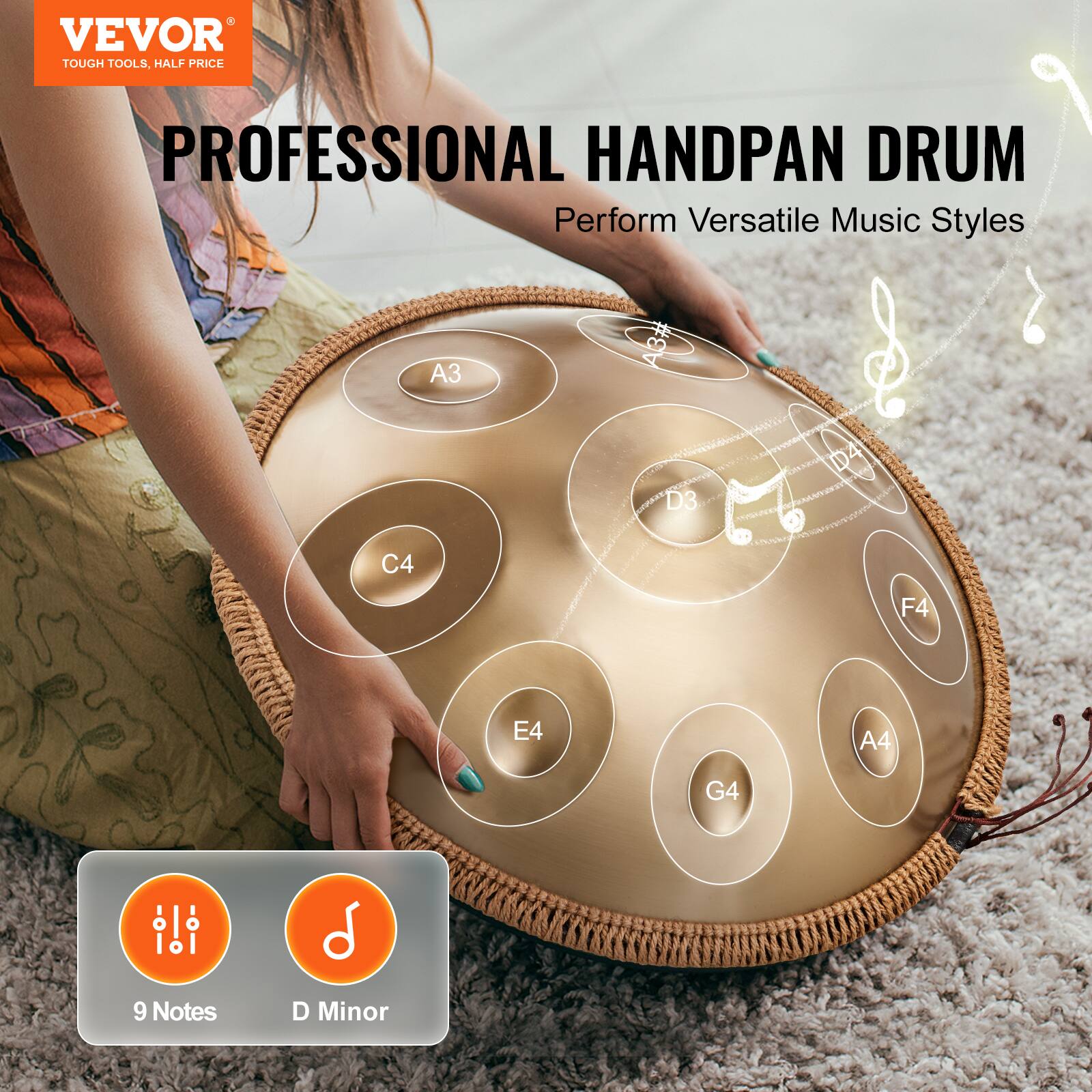 ハンドパンドラム 9音 約56cm Handpan Drum ハンドパンドラム 9音 約56cm Handpan Drum