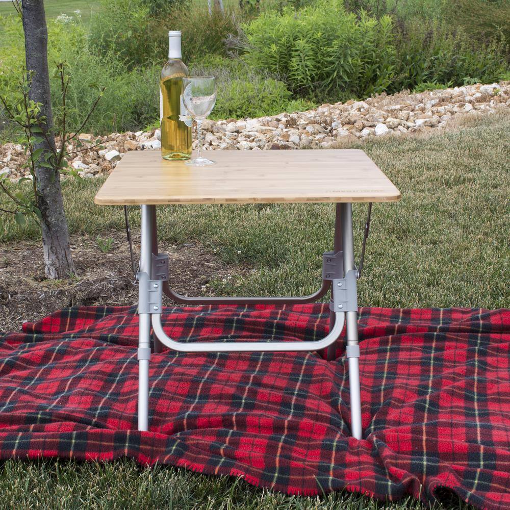 Alt View 3. AmeriHome - Folding Bamboo Side Table - Brown.