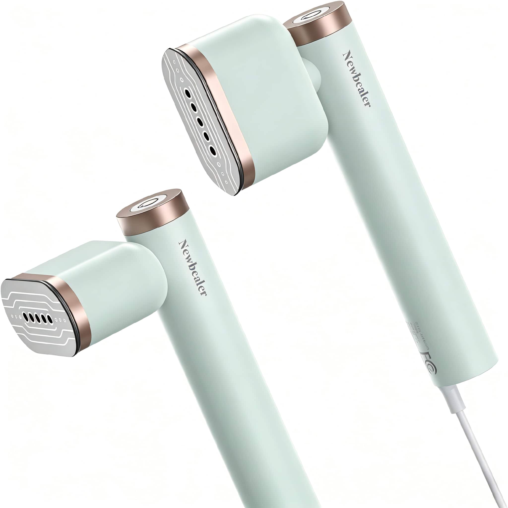 Newbealer - 2-in-1 Portable Garment Steamer & Iron, 15s Heat, 2 Steam Levels, 360° Leak-Proof,Horizontal/Vertical Steaming - Mint Green