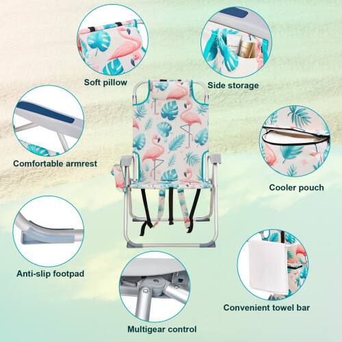 Soft pillow  
Side storage  
Comfortable armrest  
Cooler pouch  
Anti-slip footpad  
Convenient towel bar  
Multigear control