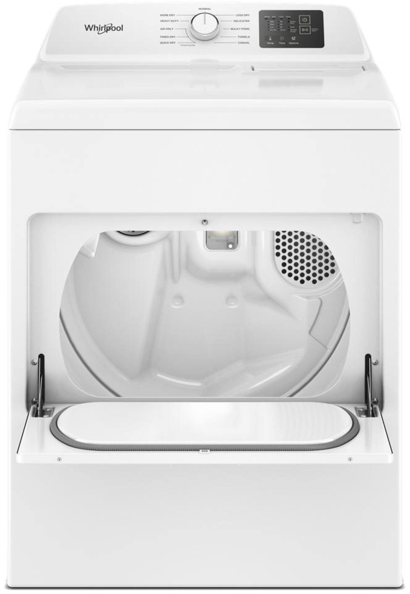Whirlpool

- MORE DRY
- HEAVY DUTY
- AIR ONLY
- TOWELS
- DELICATE
- TOILETS
- CASHMERE
- LESS DRY
- DELICATE
- TOILETS
- CASHMERE

- START/PAUSE
- TIMER
- START/PAUSE
- TIMER