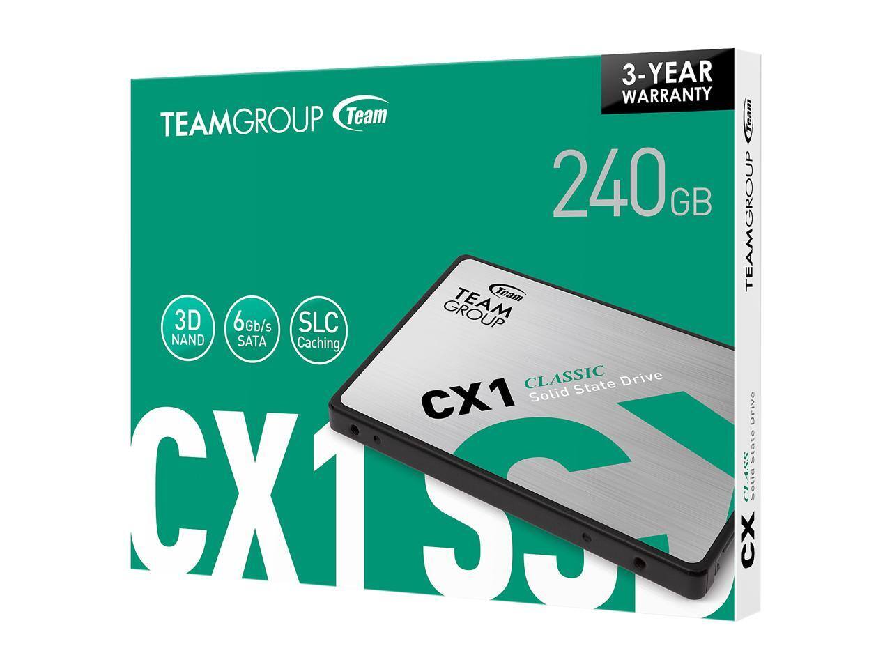 3-YEAR WARRANTY  
TEAMGROUP  
240GB  
3D NAND  
6Gb/s SATA  
SLC Caching  
CX1  
CLASSIC Solid State Drive