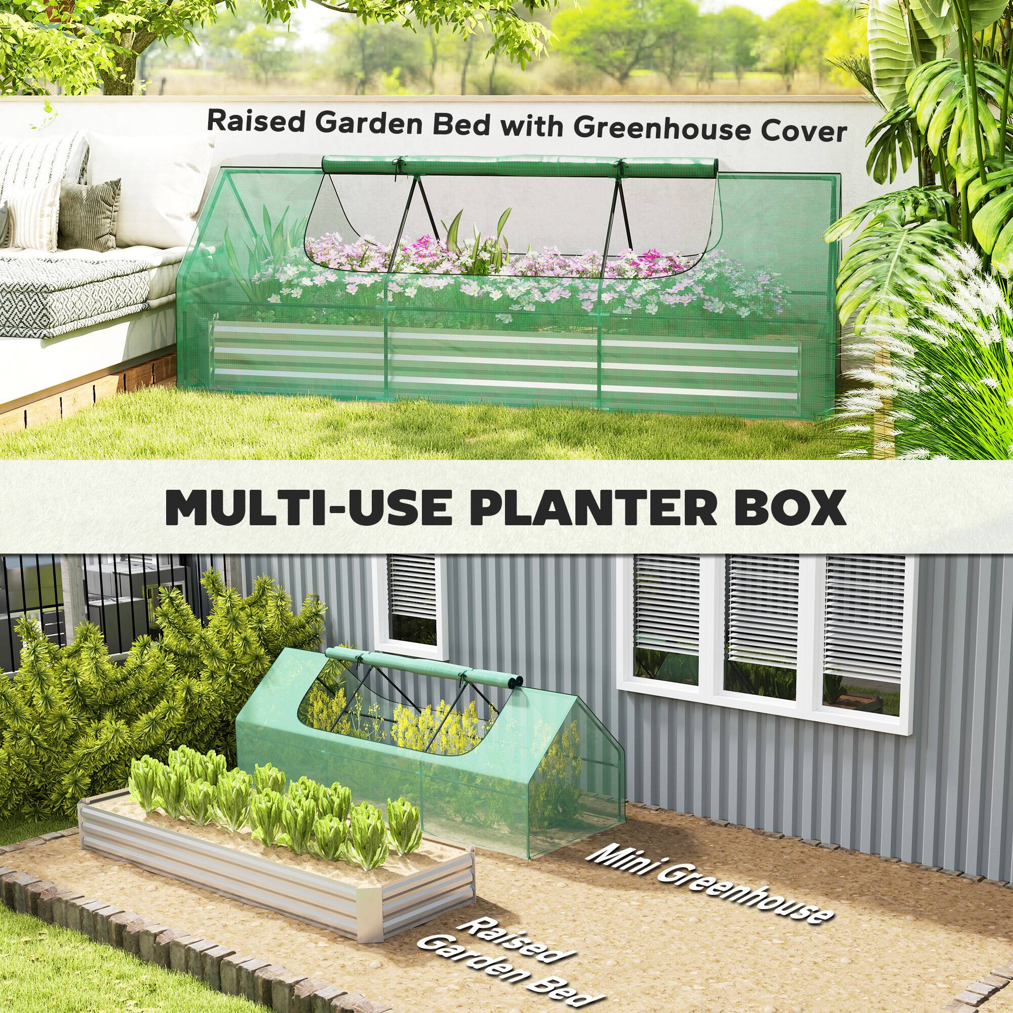 Raised Garden Bed with Greenhouse Cover, Multi-Use Planter Box, Mini Greenhouse, Garden Raised Bed