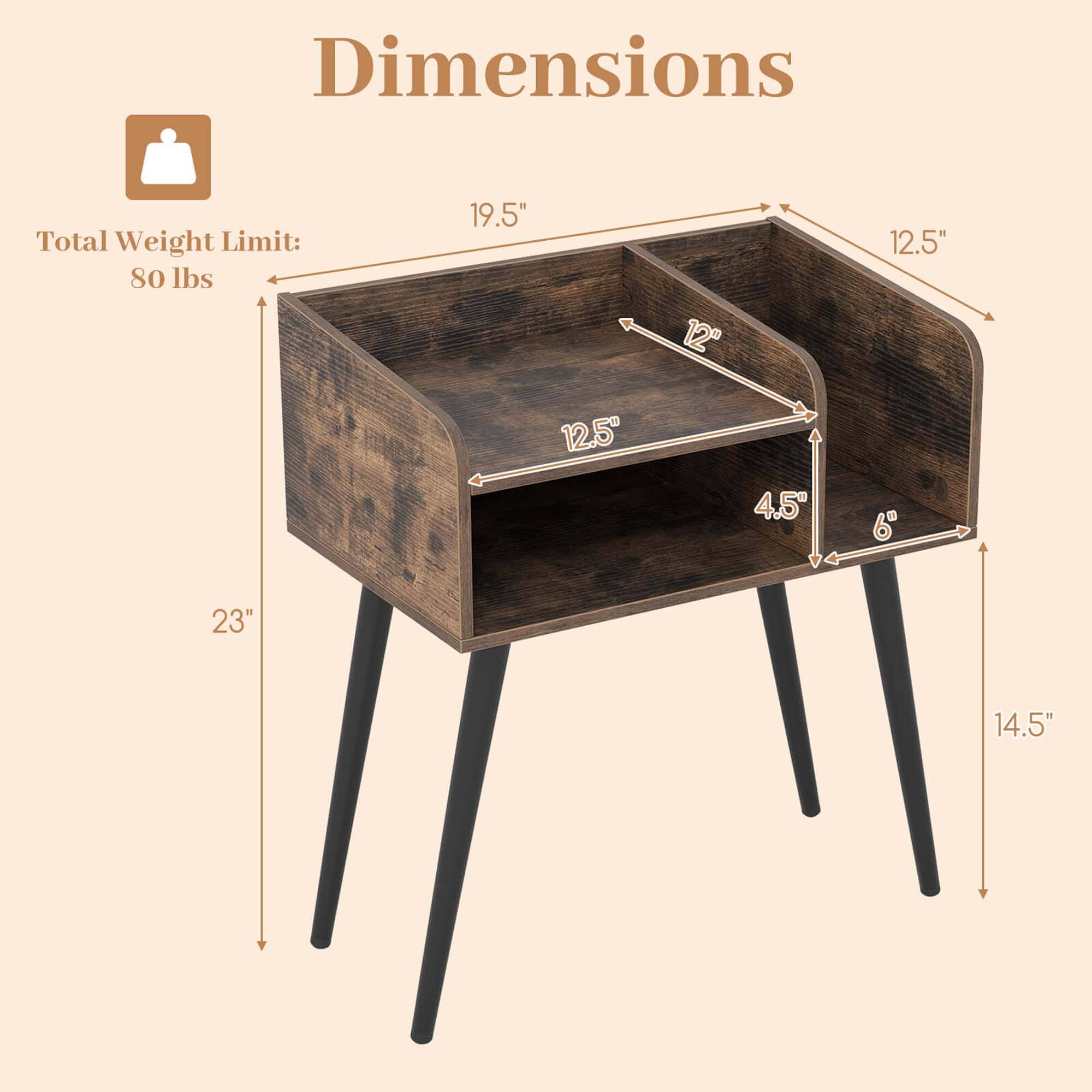 Dimensions: Total Weight Limit: 80 lbs. 19.5" 12" 12.5" 4.5" 6" 23" 14.5"