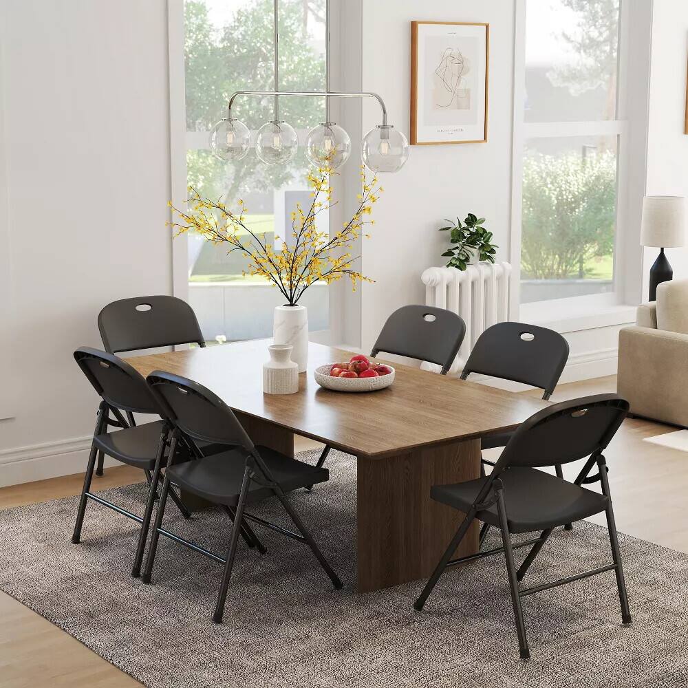 Alt View 1. HONGGE - 6 Pack Heavy Duty Folding Chairs with Ergonomic Contoured Seats and 330 lb Capacity - Black.