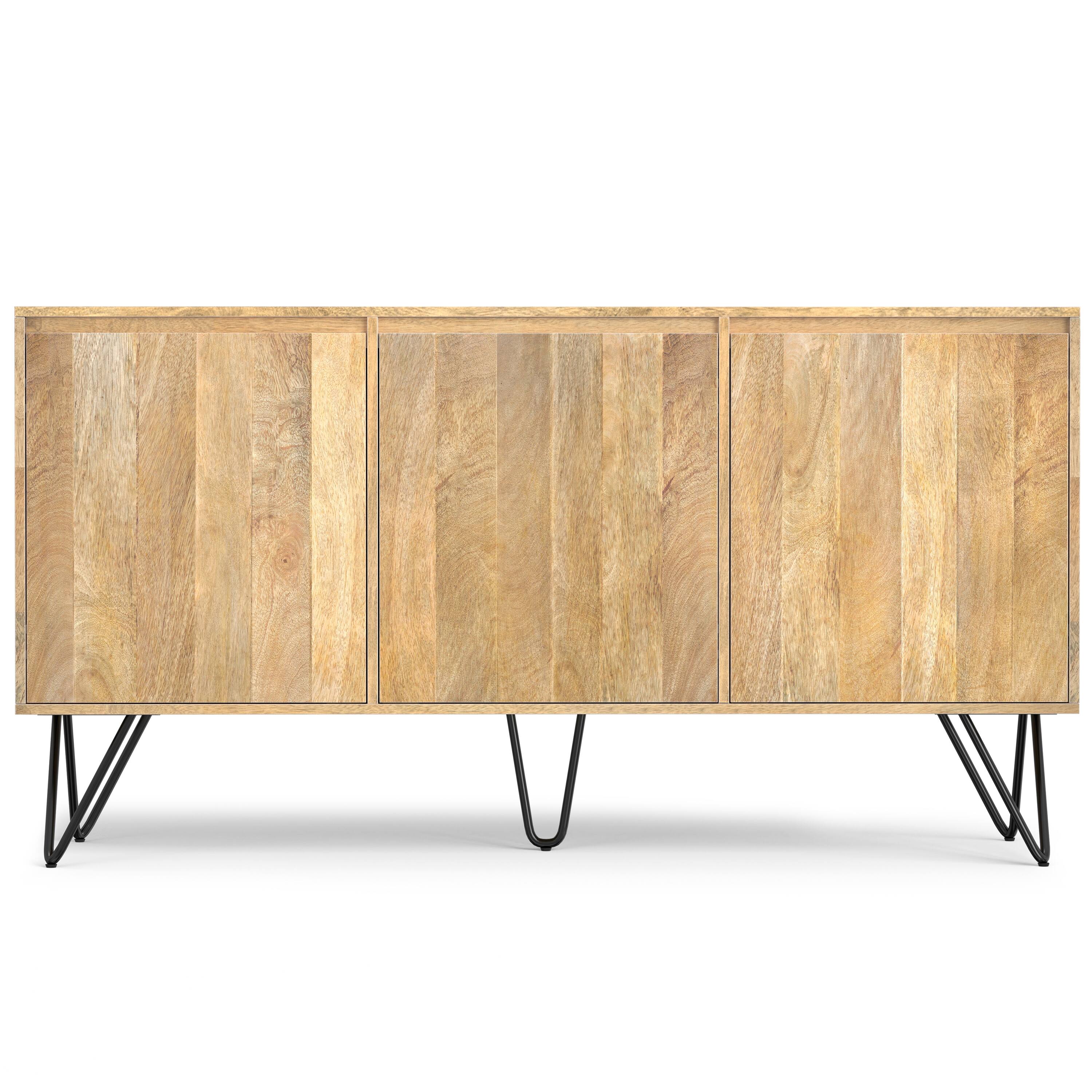 Angle. Simpli Home - Hunter SOLID MANGO WOOD 3 Door Sideboard Buffet in Natural - Natural.
