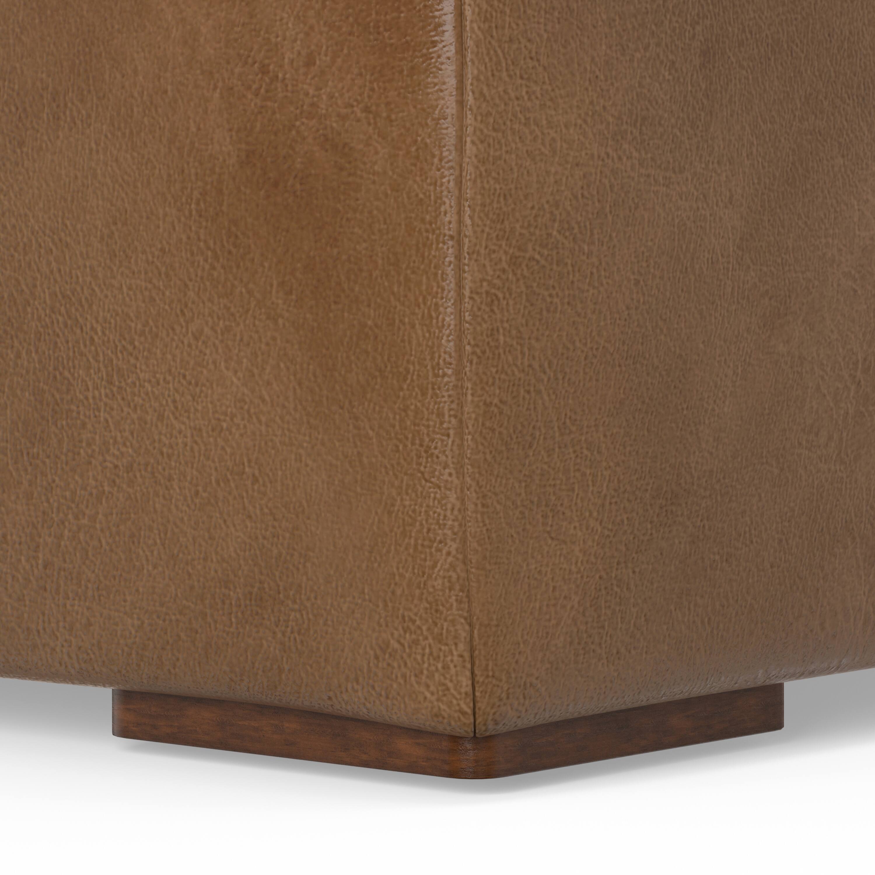 Alt View 5. Simpli Home - Rex Ottoman in Genuine Leather - Caramel Brown.