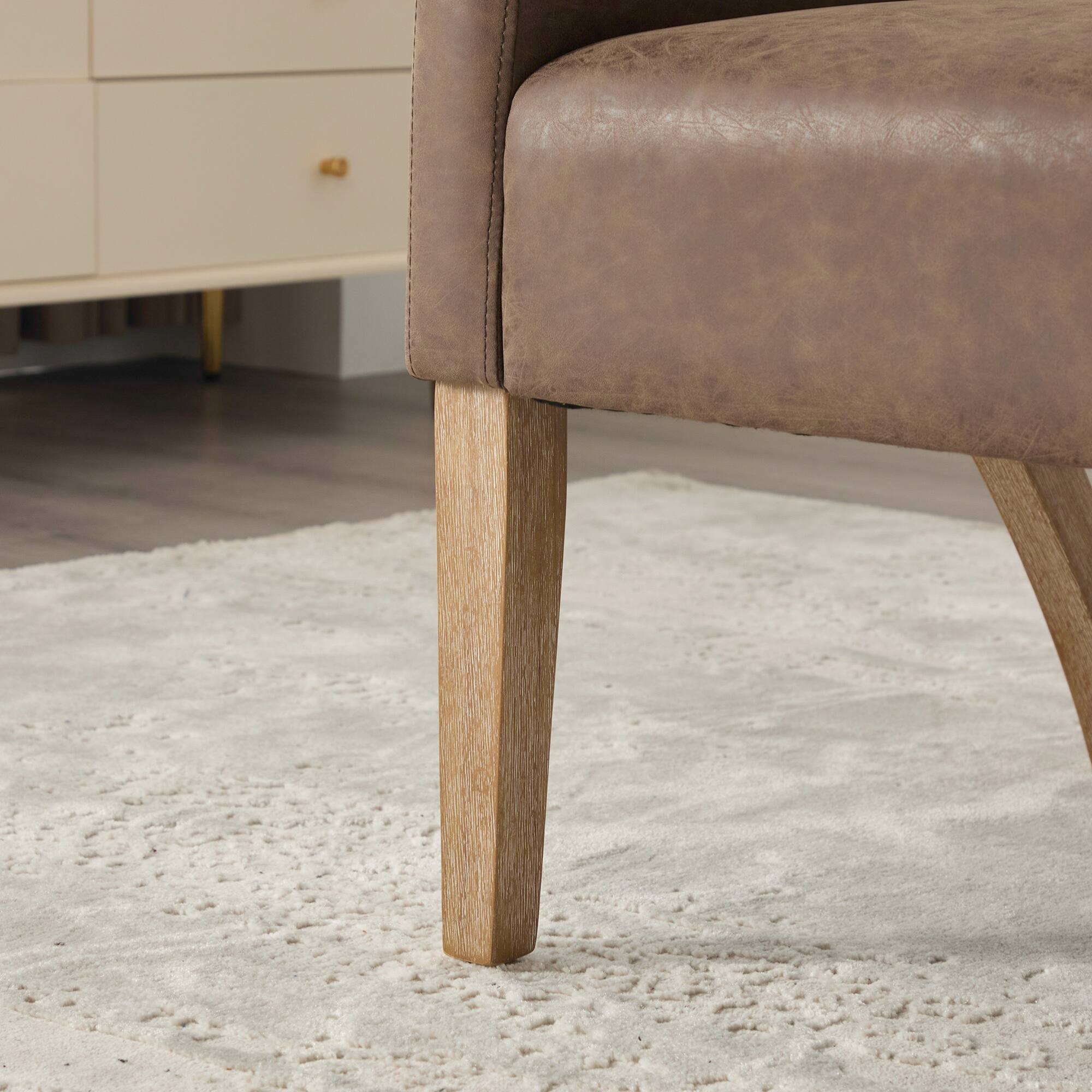 Alt View 5. GOODSILO - Modern Upholstered Accent Armchair with Open Back Design and Solid Wood Legs for Dining and Living Spaces - Coffee.